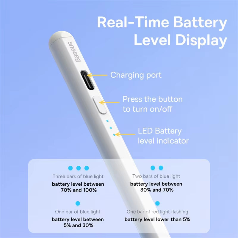 Baseus Stylus Lite with LED Pencil Ipad Palm Rejection Magnetic Design Touch Pen for Tablet for Ipad Pro 2018-2023