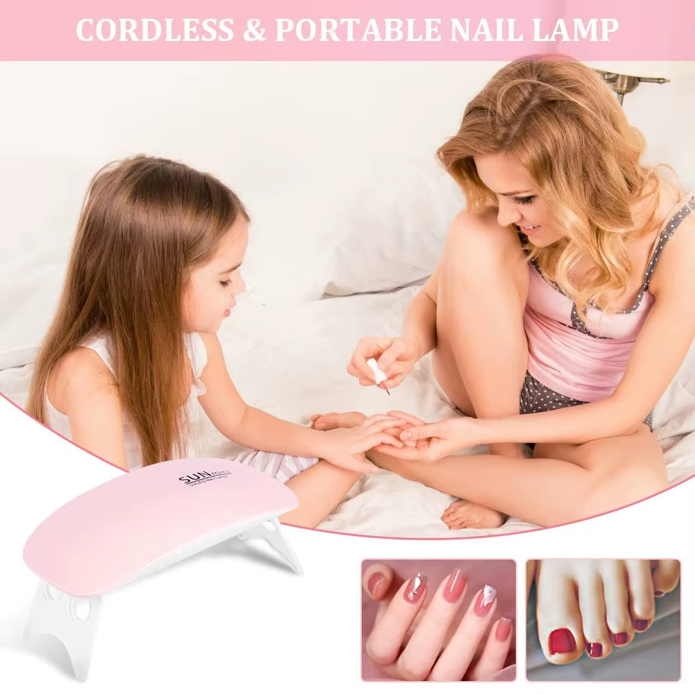 YIKOOLIN Mini Mouse Gel Nails 6W Polish Drying Lamp Portable 6 LED UV Manicure Lamp Home USB Nail Phototherapy Machine