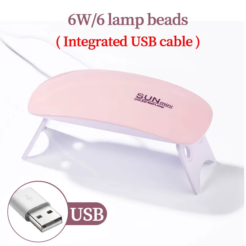 YIKOOLIN Mini Mouse Gel Nails 6W Polish Drying Lamp Portable 6 LED UV Manicure Lamp Home USB Nail Phototherapy Machine
