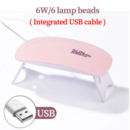 YIKOOLIN Mini Mouse Gel Nails 6W Polish Drying Lamp Portable 6 LED UV Manicure Lamp Home USB Nail Phototherapy Machine