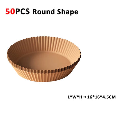 Air Fryer Paper 100Pcs Disposable Air Frying Baking Paper round Square Air Fryer Liners Baking Paper Air Fryer Accessories 50Pcs