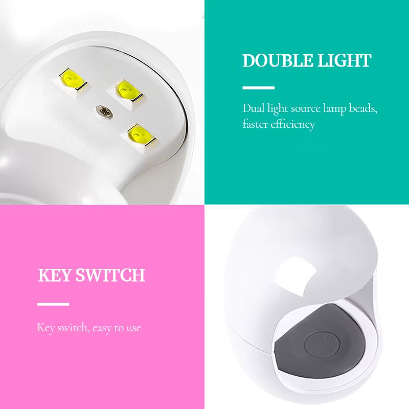 YIKOOLIN 6W Mini LED Nail Lamp UV Quick Drying Portable Eggshell Design Gel Nail Lamp for Gel Curing Cute USB Powered