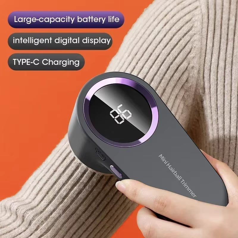 Rechargeable Electric Lint Remover with Digital Display, Portable Fabric Shaver & Hairball Trimmer for Clothing
