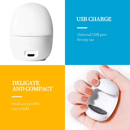 YIKOOLIN 6W Mini LED Nail Lamp UV Quick Drying Portable Eggshell Design Gel Nail Lamp for Gel Curing Cute USB Powered
