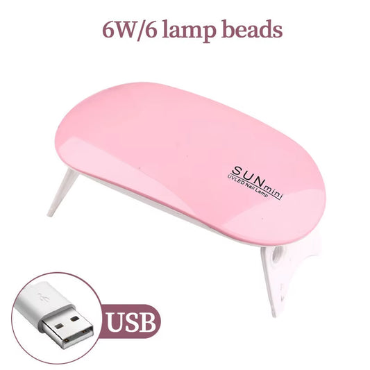 YIKOOLIN Mini Mouse Gel Nails 6W Polish Drying Lamp Portable 6 LED UV Manicure Lamp Home USB Nail Phototherapy Machine